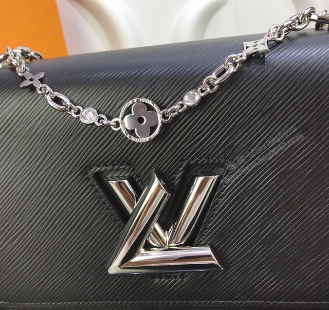 LV包 LV女包 經典Twist手袋 黑色粒面Epi皮革 LV翻蓋鏈條包 LV斜挎女包  ydh3151